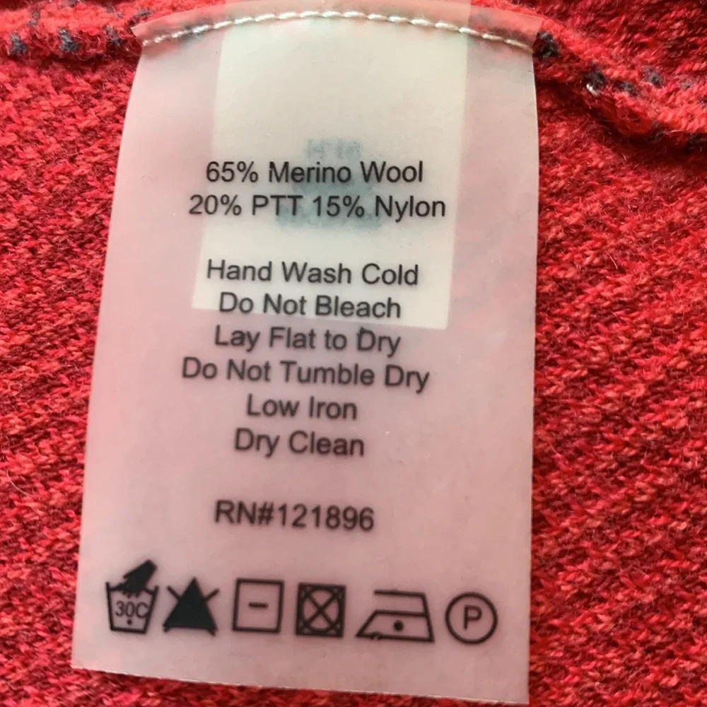 Title Nine sz L red and grey merino wool sweater dress - Picture 5 of 5